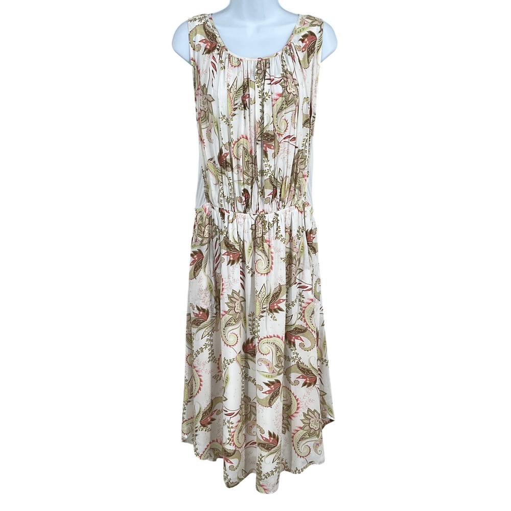 J. Jill Pinafore Jumper Midi Dress Womens M Paisley Floral Cottagecore Boho